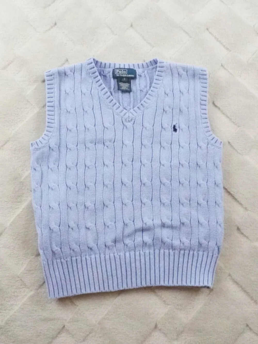 Polo Ralph Lauren Cable Knit Sweater Vest Boys 6 Youth Blue